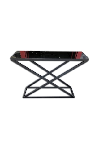 Dresuar X Profil MODEL Temper Cam Ayna Metal Çelik Nikelaj Ayak Siyah Renk Fırın Statik Boya El Yapım Siyah