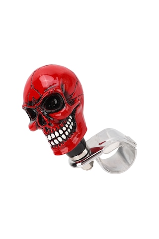 Lemestar Kafa Kelle Desenli Geri Vites Kontrol Kolu, Otomobil Kamyon Traktör Bot Uyumlu, Sürüşü Kolaylaştırıcı, Kaymazsız El Tutucu, Kırılmaz Metal Reçine, Kırmızı Kırmızı