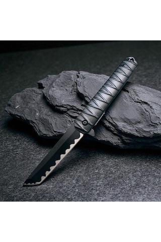 Samurai Tanto Çelik Kamp Çakı Siyah