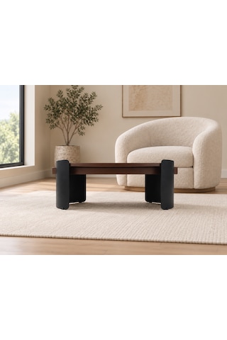 Orbit Yuvarlak Orta Sehpa Çap 90cm Mat Ceviz Ve Mat Siyah Metal Ayak 35cm Modern Tasarım Dekoratif Ceviz - Siyah