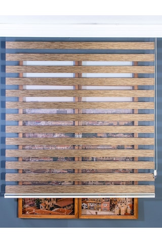 Kahverengi Bambu Stor Zebra Perde Kahverengi