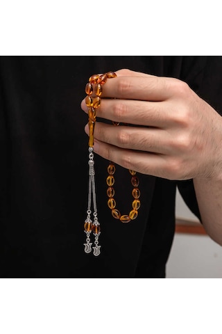 Gümüş Püskül Sıkma Kehribar Tesbih 41625606