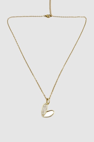 Taşlı Ve Sedefli Kalp Figürlü Gold Bijuteri Kolye