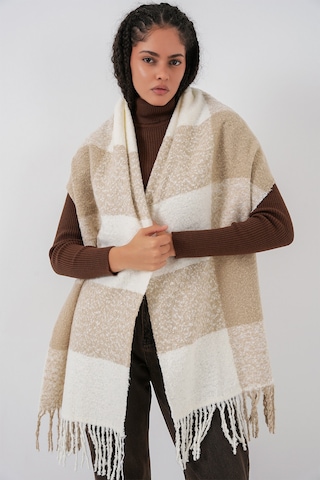 Kadın Yumuşak Dokulu Kalın Şal Atkı 15951 - Vizon Vizon