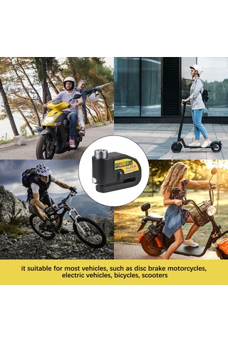 Folinda Bisiklet Motosiklet Elektrikli Araç Antrenmanı 110db Alarmlı Disk Fren Kilitleri Alüminyum Alaşımlı Pil Ve Hat İle Teslim