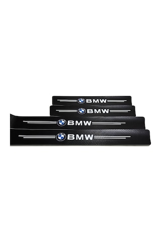 Bmw Logolu Karbon Kapı Eşiği Koruyucu Bant Folyo 4'lü Set