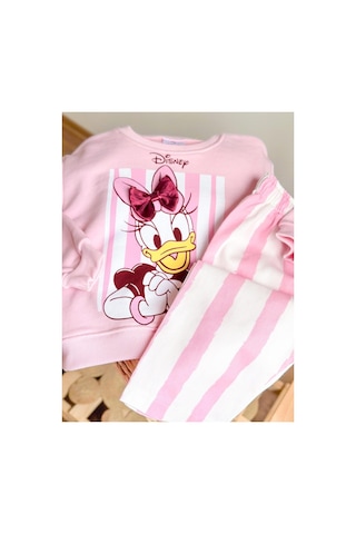 Unıcorn Barbosa Sweatshirt Ve Canvas Dokuma Pantolon Kız Çoçuk Takım Pembe