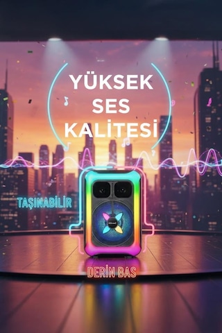 Torima KTS-2452 Usb TF FM 12 W Taşınabilir Mikrofonlu Rgb Işıklı Bluetooth Hoparlör