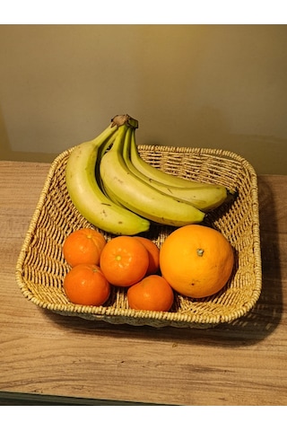 Büyük Boy Hasır Rattan Yuvarlak Sunumluk / Meyve Sepeti / Ekmeklik Diğer