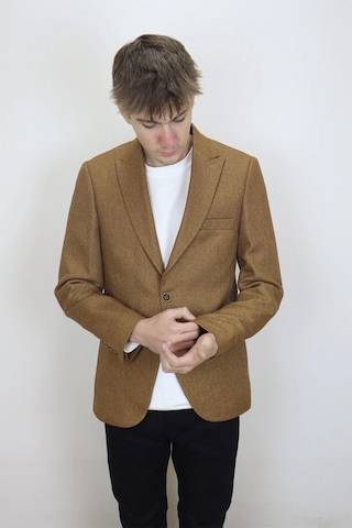 Dmctekstil Duayen Erkek Camel İtalyan Kesim Dar Kalıp Tek Düğme Yazlık Blazer Ceket