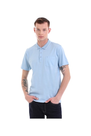 Hatemoğlu Mavi Regular Fit Cepli Polo Yaka Merserize Pamuk T-Shirt 3536102 Mavi