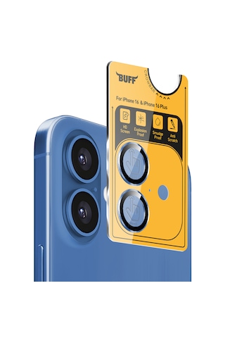Buff Apple Uyumlu iPhone 16 Plus Metal Kamera Lens Koruyucu Blue