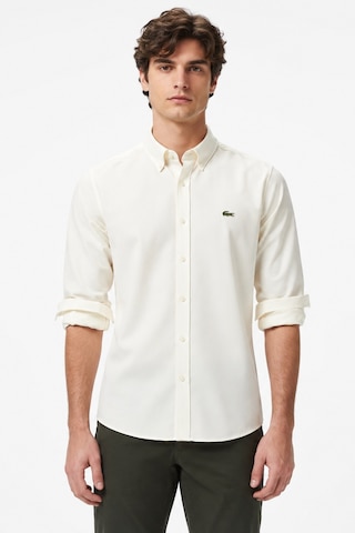 Lacoste Mens Regular Fit Cream Shirt Standart Kesim Erkek Gömlek Krem
