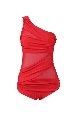 Geeroyoo Büyük Beden Kırmızı Tek Parça Bikini: Geniş Kollü Şeffaf Dokulu Yüzme Elbisesi - 4xl, Hafif Ve Dayanıklı, Spor Ve Plaj Aktivitesi İçin Diğer