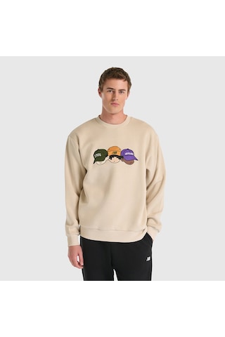 New Balance Nb Lifestyle Men Sweatshirt Erkek Bej Sweatshirt - Mnc3505 Bej