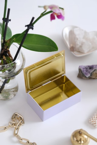 Beyaz & Gold 94 X 59 X 36 Mm - Premium Metal Hediye, Takı Ve Saklama Kutusu