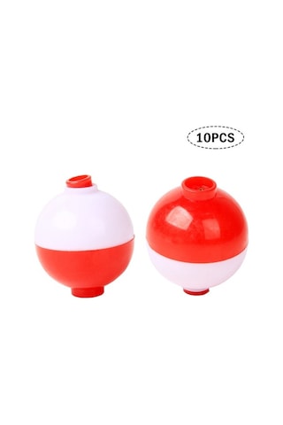 Ebitda Yüksek Kaliteli Balık Şamandırası Seti - 10 Adet, Çeşitli Boyutlar - Kırmızı Beyaz Renk