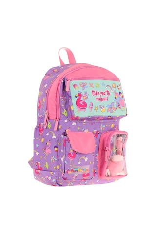 Kaukko Kız Çocuk Peluş Flamingolu İlkokul Okul Sırt Çantası - Mor Pembe - L5240 Mor - Pembe