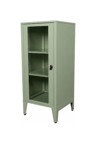 Alfafonet Ziglat Serisi Kilitli Metal Home Office Dolabı Cam Kapaklı Yeşil Ral 6018 450x1050x450 Mm