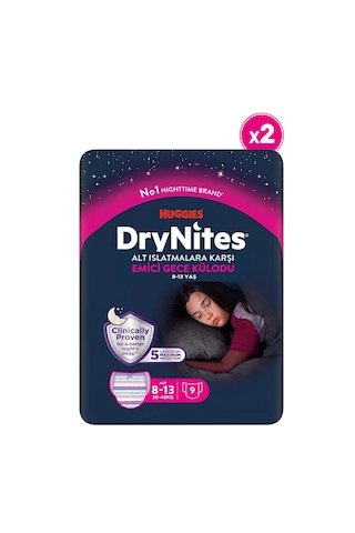 Huggies Drynites Gece Külodu Kız 8-13 Yaş 30-48 Kg 2 Paket 18 Adet 2'li