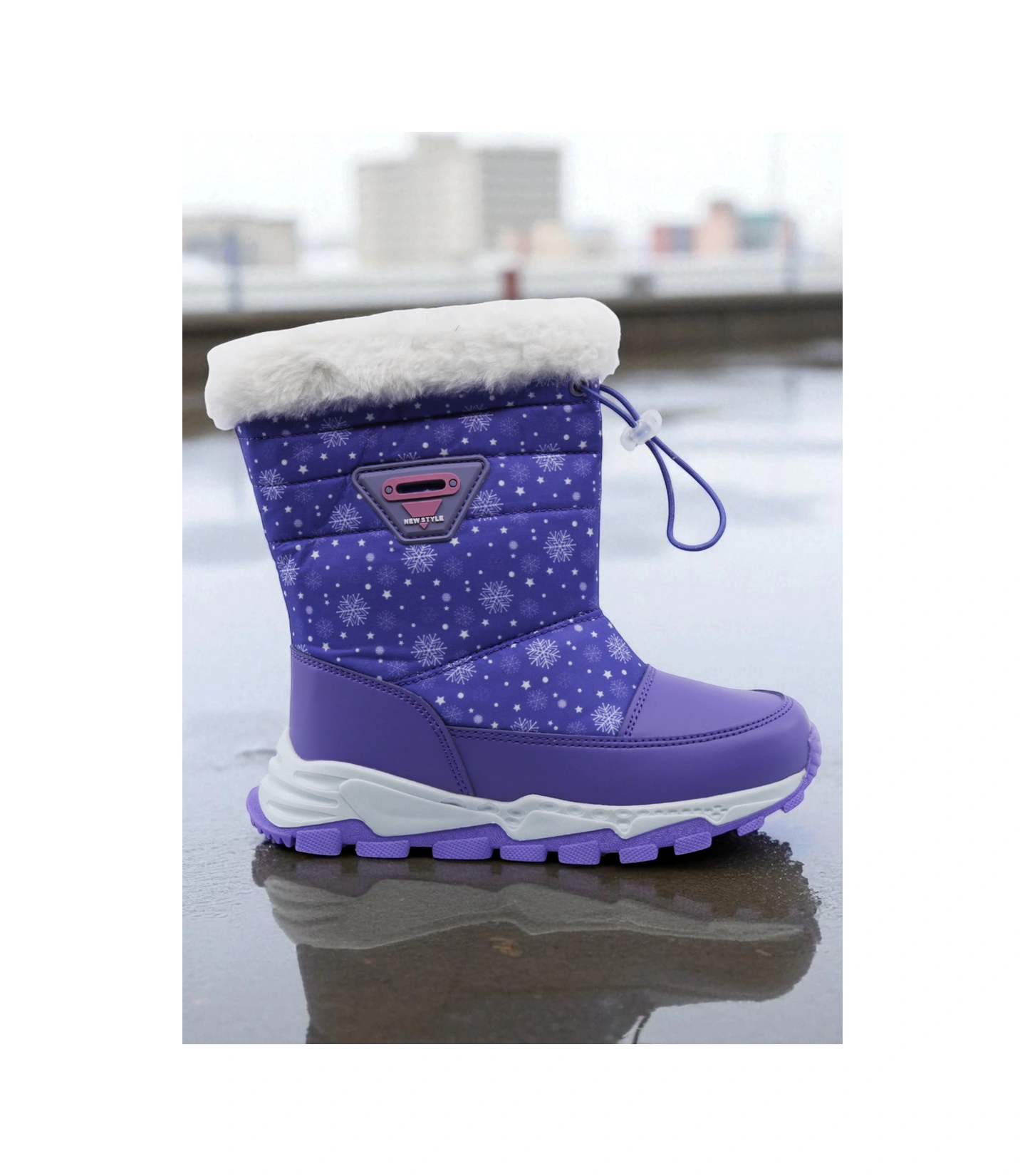 Khayt Gimli Sıcak Astar Su Ve Soğuk Dayanıklı Çocuk Kar Bot Mor