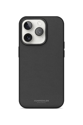 Vonmahlen Apple Uyumlu iPhone 16 Pro Max Deri Görünümlü Magsafe Kılıf Siyah