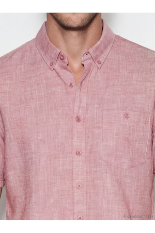 Lcwaıkıkı Classic Bordo Regular Fit Keten Karışımlı Erkek Gömlek