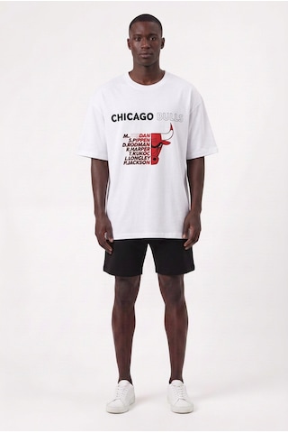 Usa Chicago Jordan Beyaz Oversize Erkek T-shirt 10794 SİYAH