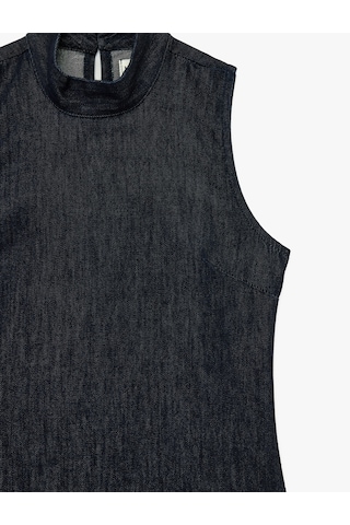 Koton Dik Yaka Kolsuz Mini Denim Elbise Koyu İndigo 6sal80024md Indigo