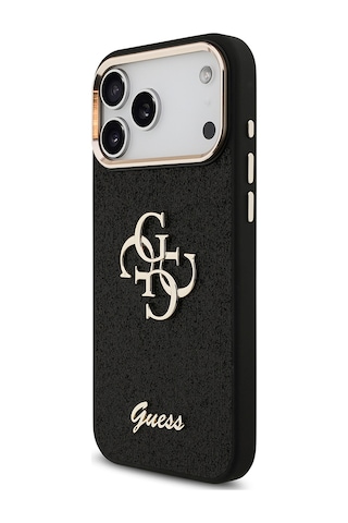 Apple Uyumlu iPhone 17 Pro Max Kılıf Guess Lisanslı 4g Büyük Metal Logolu Glitter Kapak Siyah Siyah