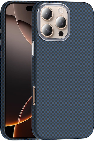 Apple Uyumlu iPhone 16 Pro Max Kılıf M-safe Şarj Özellikli Karbon Fiber Görünümlü Zore Gros Kapak Lacivert
