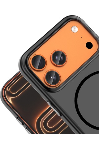 Apple iPhone Uyumlu 17 Pro Kılıf Magsafe Şarj Özellikli Ultra İnce Mat Soft Lora Pc Kapak Siyah