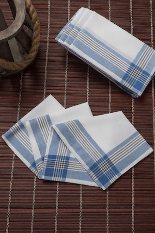 Elif Mira 12 Li Cep Yaka Mendili Pamuklu Şah Desen Mavi 30x30 Cm Çok Renkli