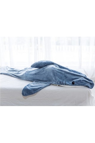 Reedark Erkek Kadın Mavi Xl 190x90 Flanel Kapüşonlu Yumuşak Uyku Tulumu Ev İçi Giyilebilir Pijama Mavi