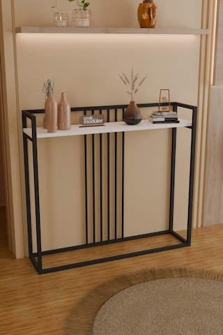 Nova Metal Dresuar Boru Detaylı Dekoratif Konsol Dresuar Beyaz