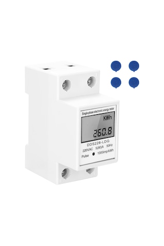 Reedark "220v Tek Fazlı Lcd Ekranlı Elektrik Sayacı - Dın Ray Montaj, Gerçek Zamanlı Tüketim Göstergeli"