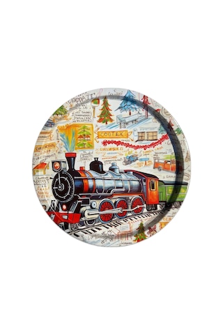 Prestijli Metal Yuvarlak Dekor Tepsi 35 Cm Özel Tasarım