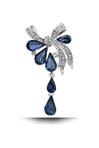 Sones Kadın Matkap Damla Kelebek Düğümlü Broş Mavi