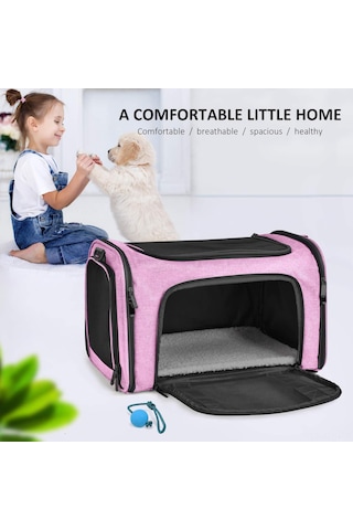 Geeroyoo Taşınabilir Katlanır Havalimanı Onaylı Kedi Taşıma Çantası - Pembe Büyük Boy