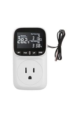 Yaozixa Tc02 Sıcaklık Kontrol Cihazı, Dijital Ekran, Dokunmatik Panel, 110v 15a, Isıtma/soğutma, Akvaryum/pet, Akıllı Termostat, Amerikan Standartı, Siyah+beyaz