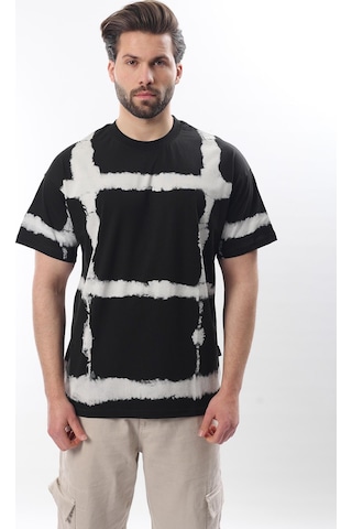Madmext Siyah Bisiklet Yaka Baskılı Basic Erkek T-shirt E7109 Siyah