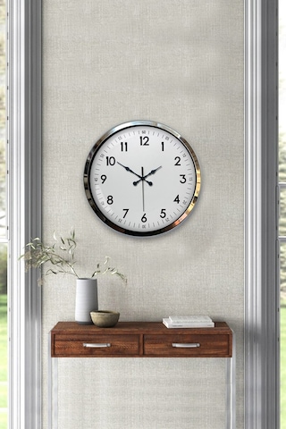 Modern Klasik 40 Cm Krom Metal Duvar Saati Diğer