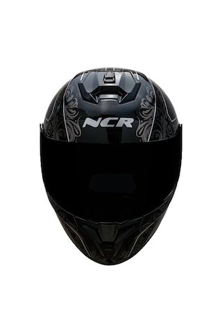 NCR M70 Sv Rapid Camlı Ece Belgeli Kapalı Motosiklet Kaskı Desenli Parlak Siyah