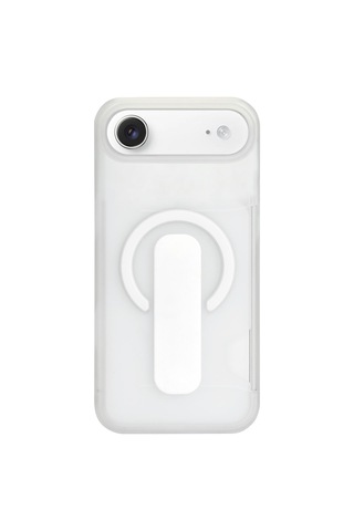 Apple iPhone 17 Air Magsafe Uyumlu Standlı Şeffaf Kılıf Beyaz
