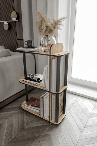 Dekoratif Yan Sehpa Meşe Meşe