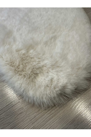 Aries Home Tavşan Tüyü Beyaz Yumuşak Makinada Yıkanabilir Kaymaz Ve Toplanmaz Süet Taban Post Halı