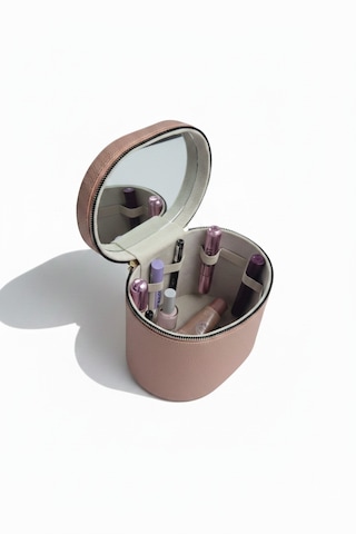 Makyaj Düzenleyici Aynalı Makyaj Çantası Pudra Bölmeli Taşınabilir Kozmetik Organizer 19x15x16 Cm