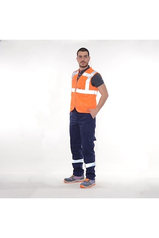 Reflektörlü Mühendis Yelek Turuncu