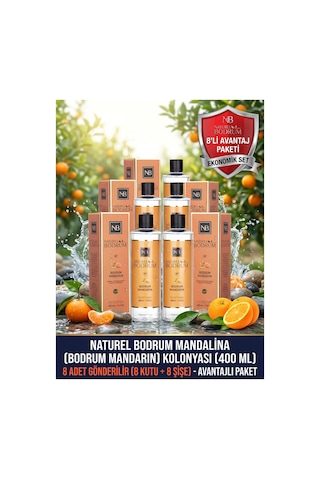 Bodrum Mandarin Mandalina Kolonyası 400 Ml Dökmeli 8'li Paket 80 Aile Ve Ofis Toptan Set Pet Şişe