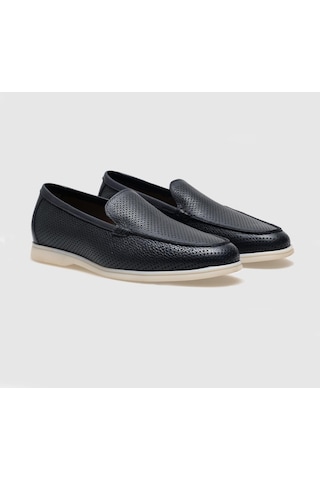 Cabani Hakiki Deri Lacivert Erkek Loafer - Lacivert